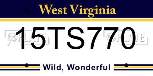 15TS770 West Virginia License Plate
