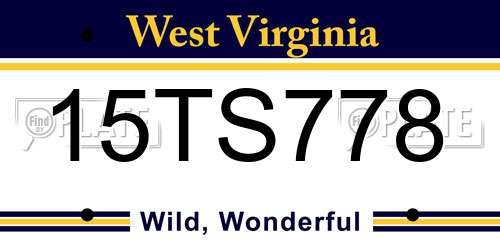 15TS778 West Virginia License Plate