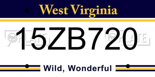 15ZB720 West Virginia License Plate