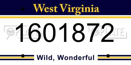1601872 West Virginia License Plate