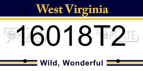 16018T2 West Virginia License Plate