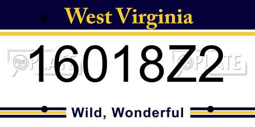 16018Z2 West Virginia License Plate