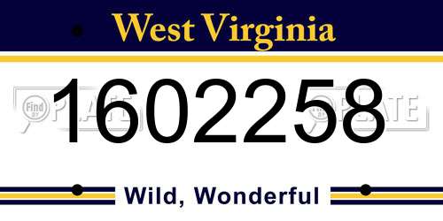 1602258 West Virginia License Plate