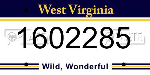 1602285 West Virginia License Plate