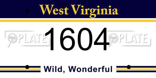 1604 West Virginia License Plate