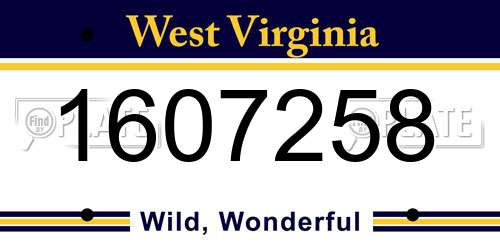 1607258 West Virginia License Plate