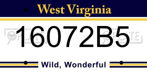 16072B5 West Virginia License Plate