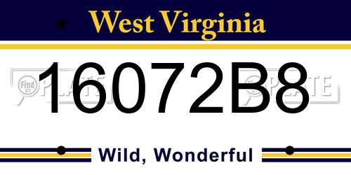 16072B8 West Virginia License Plate