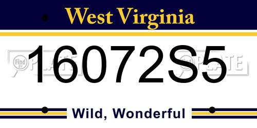 16072S5 West Virginia License Plate