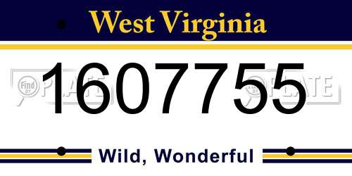 1607755 West Virginia License Plate