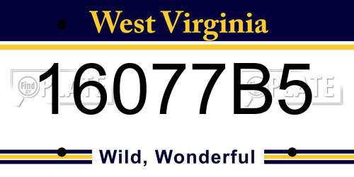 16077B5 West Virginia License Plate