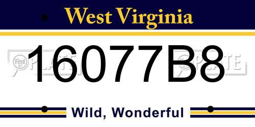 16077B8 West Virginia License Plate