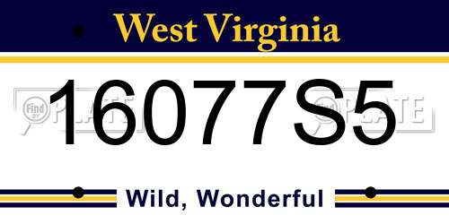 16077S5 West Virginia License Plate