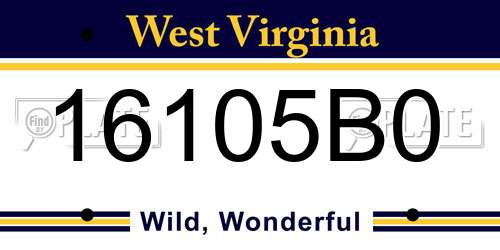 16105B0 West Virginia License Plate