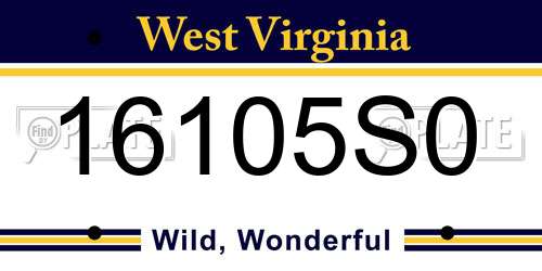 16105S0 West Virginia License Plate