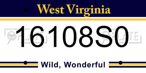 16108S0 West Virginia License Plate