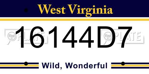 16144D7 West Virginia License Plate