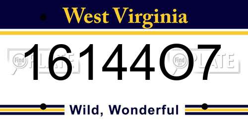 16144O7 West Virginia License Plate