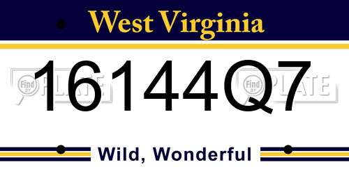 16144Q7 West Virginia License Plate