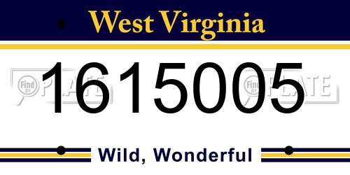 1615005 West Virginia License Plate