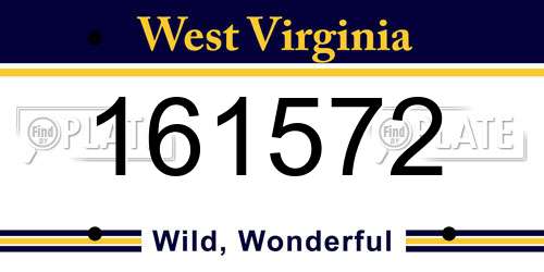 161572 West Virginia License Plate