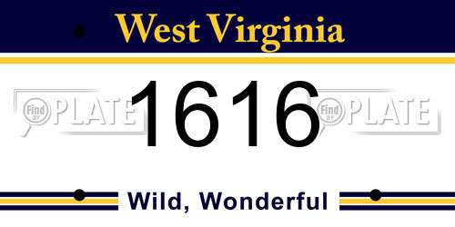 1616 West Virginia License Plate