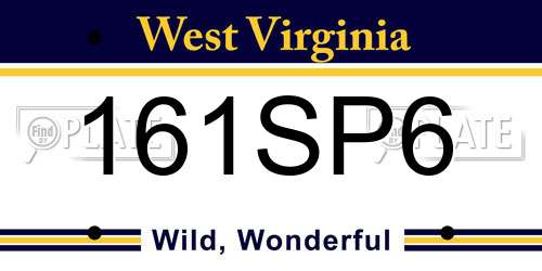 161SP6 West Virginia License Plate