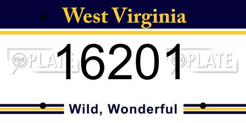 16201 West Virginia License Plate