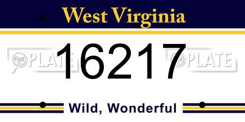 16217 West Virginia License Plate