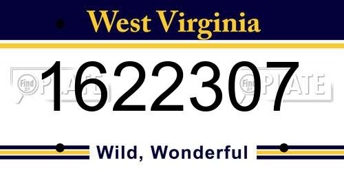 1622307 West Virginia License Plate