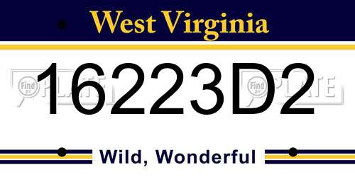 16223D2 West Virginia License Plate