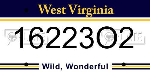 16223O2 West Virginia License Plate