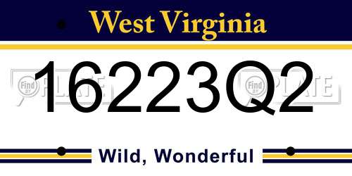 16223Q2 West Virginia License Plate