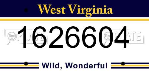 1626604 West Virginia License Plate