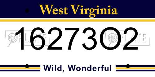16273O2 West Virginia License Plate