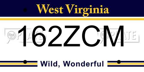 162ZCM West Virginia License Plate