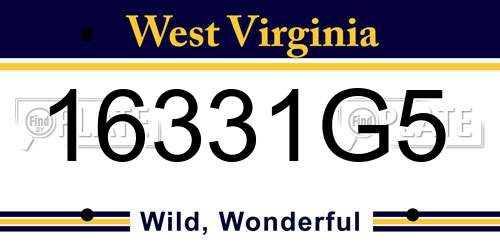 16331G5 West Virginia License Plate