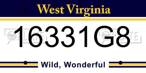 16331G8 West Virginia License Plate