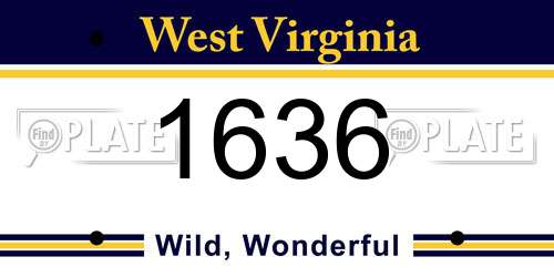 1636 West Virginia License Plate