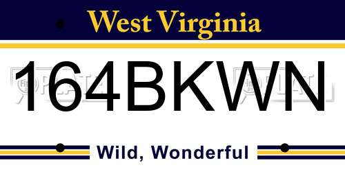 164BKWN West Virginia License Plate