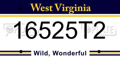 16525T2 West Virginia License Plate