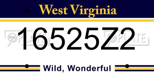 16525Z2 West Virginia License Plate