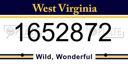 1652872 West Virginia License Plate