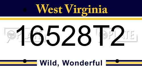 16528T2 West Virginia License Plate
