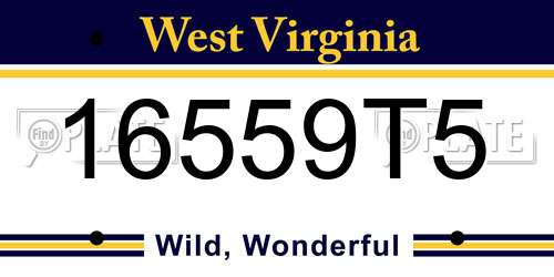16559T5 West Virginia License Plate