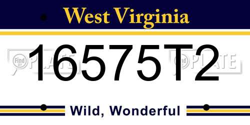 16575T2 West Virginia License Plate