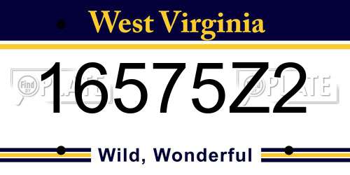 16575Z2 West Virginia License Plate