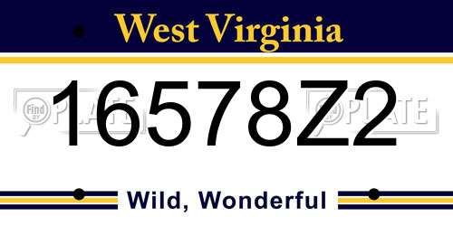 16578Z2 West Virginia License Plate