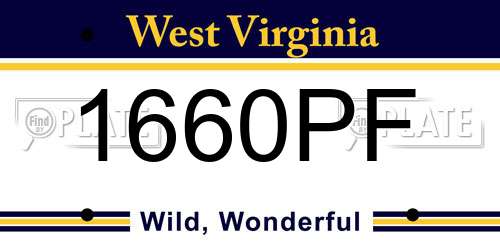 1660PF West Virginia License Plate