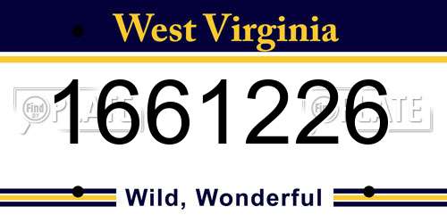 1661226 West Virginia License Plate